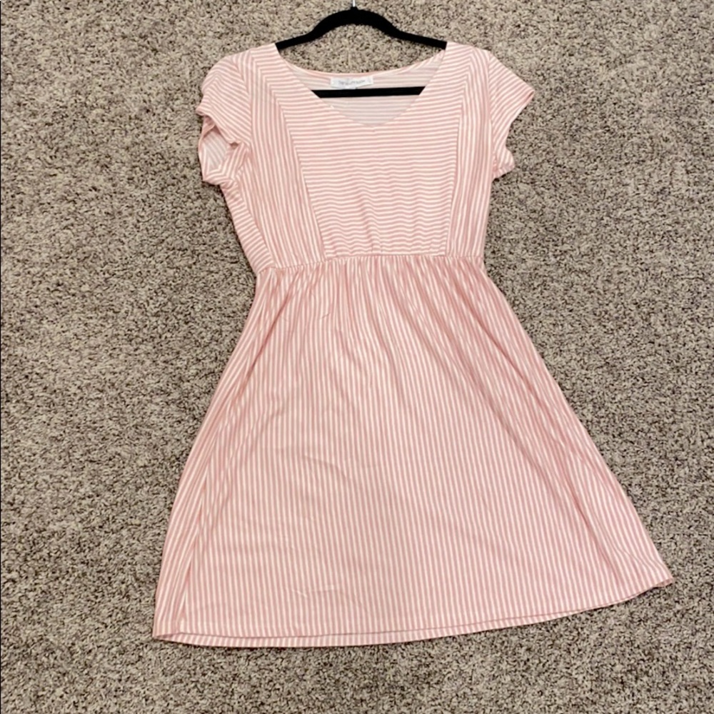 Pink and white striped dress